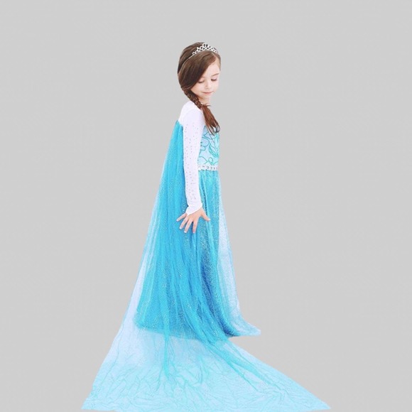 Dresses Halloween Girls Princess Elsa Dress Costume Party Dress Up